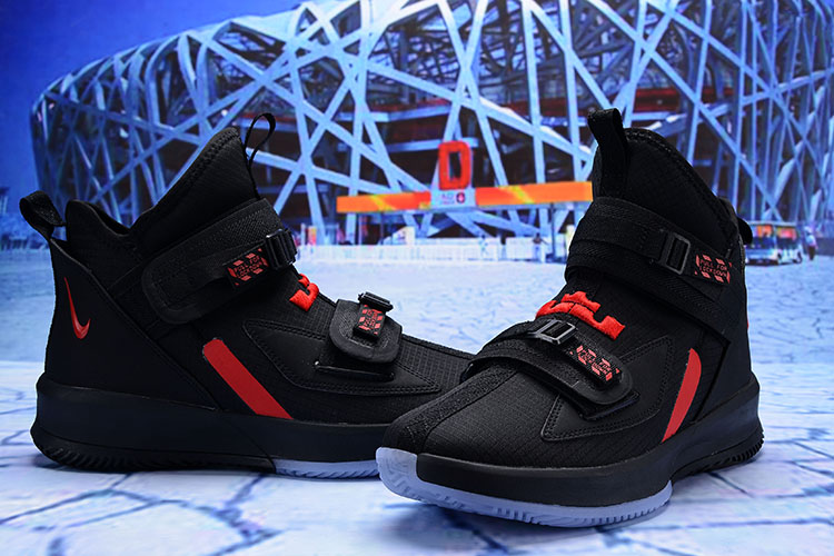 2019 Men Nike LeBron James Soldier 13 Black Red Shoes